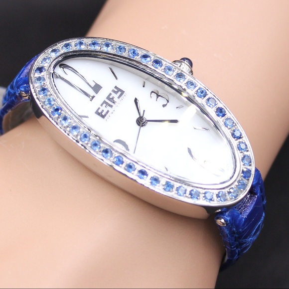 Blue Sapphire Diamond 1.90 Tcw Unisex Luxury Watch main image 6